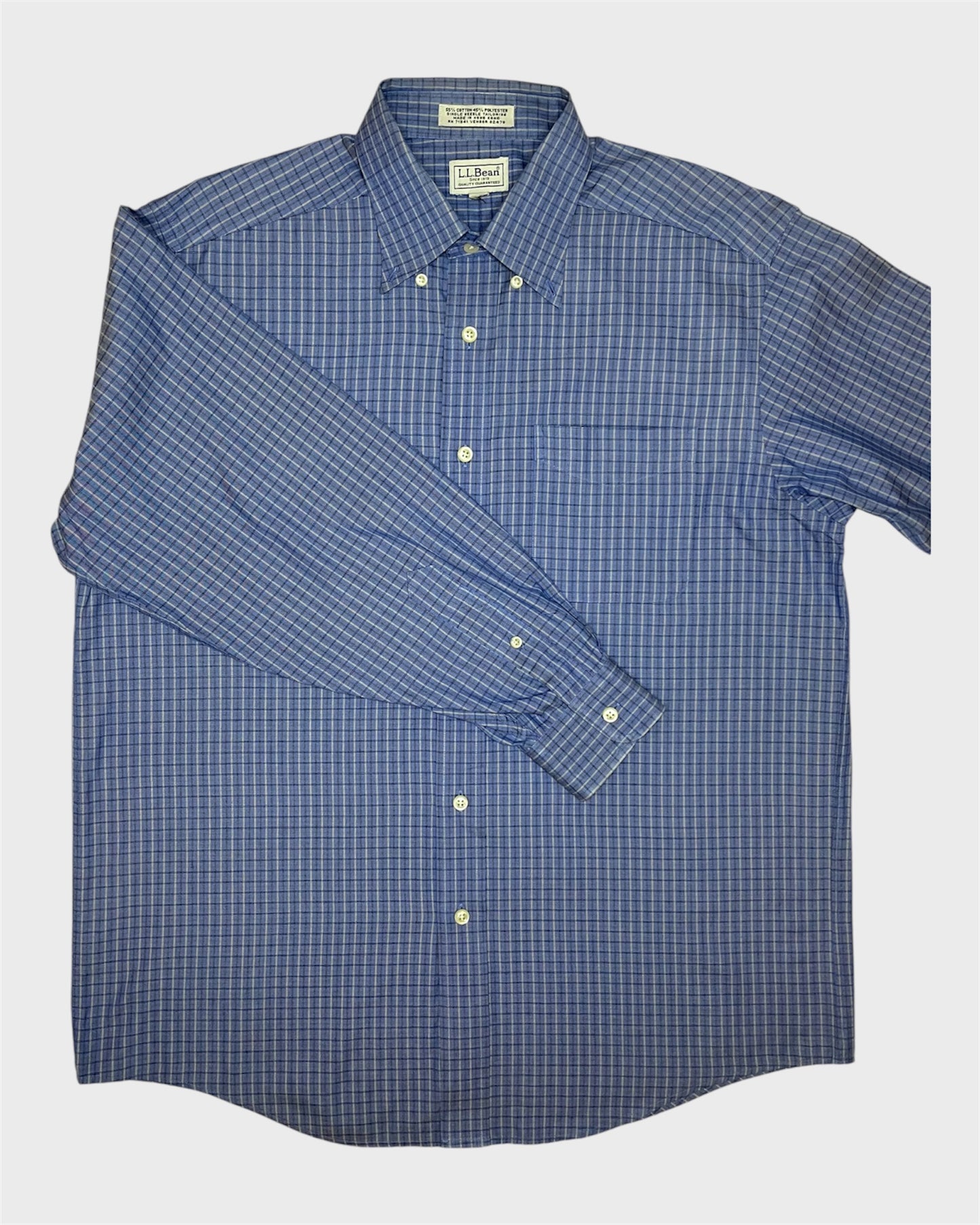 L.L. Bean Blue and White Plaid Shirt