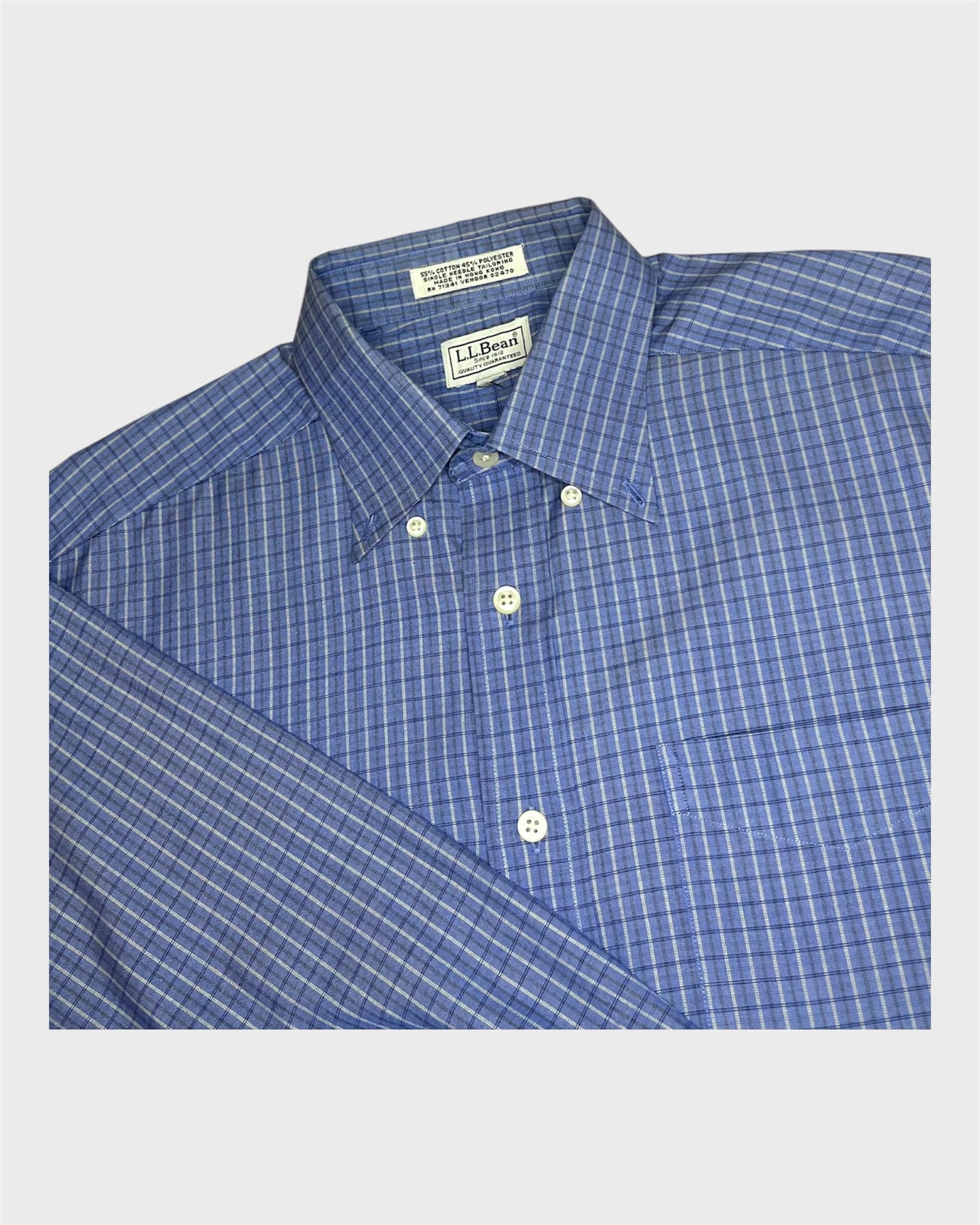 L.L. Bean Blue and White Plaid Shirt