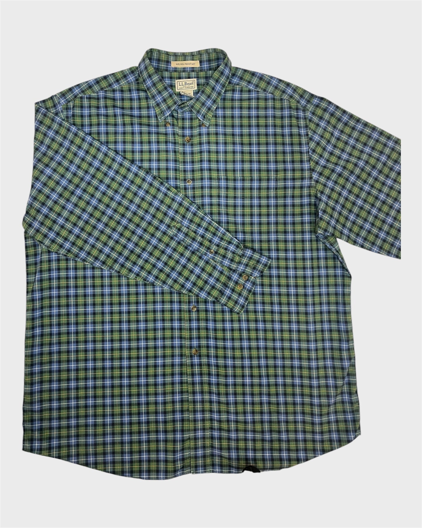L.L Bean Green and Blue Plaid Shirt